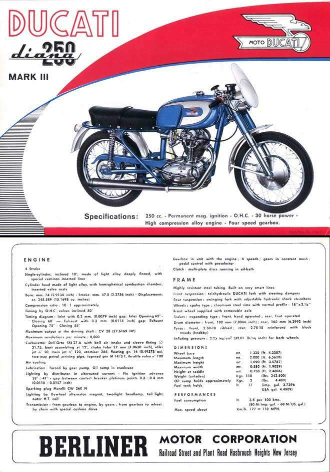 Мотоцикл Ducati 250 Diana Mark 3 1962