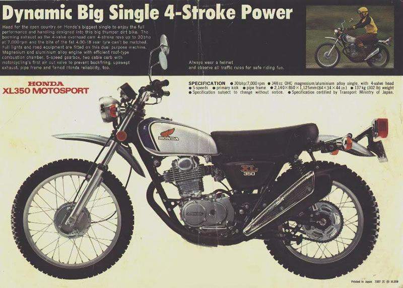 Мотоцикл Honda XL 350 1975