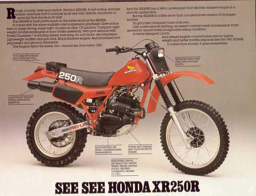 Мотоцикл Honda XR 250R 1981 фото