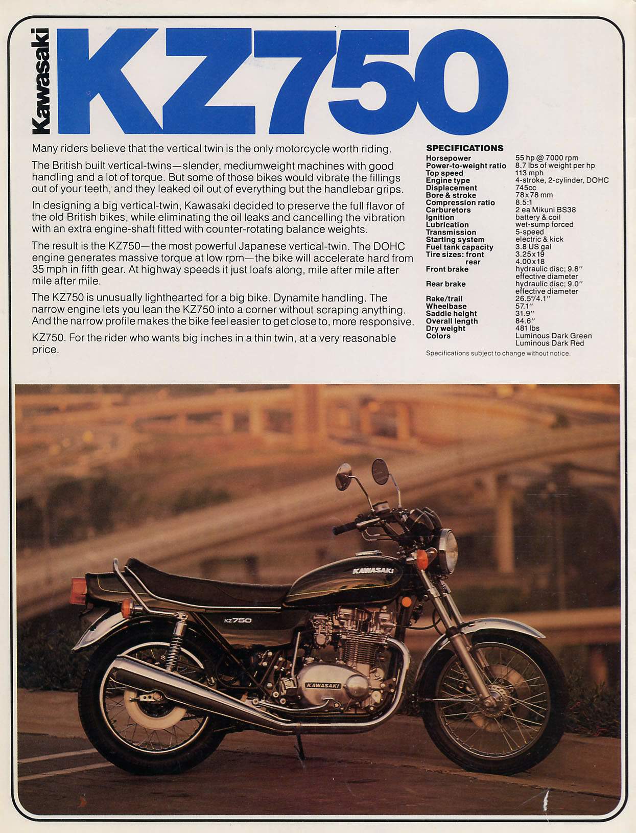 Мотоцикл Kawasaki Z 750 Twin 1978 фото