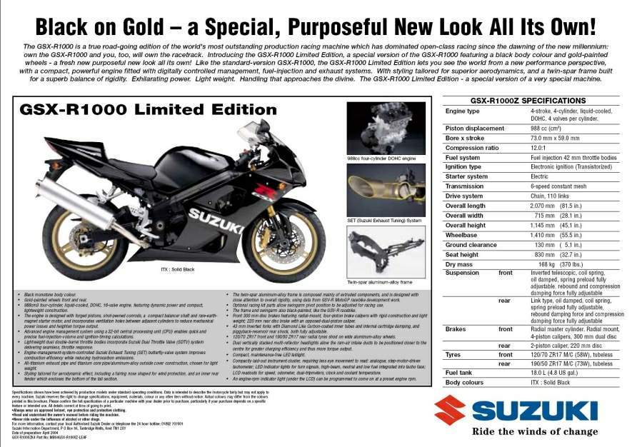 Мотоцикл Suzuki GSX-R 1000Z Limited Edition 2004 фото