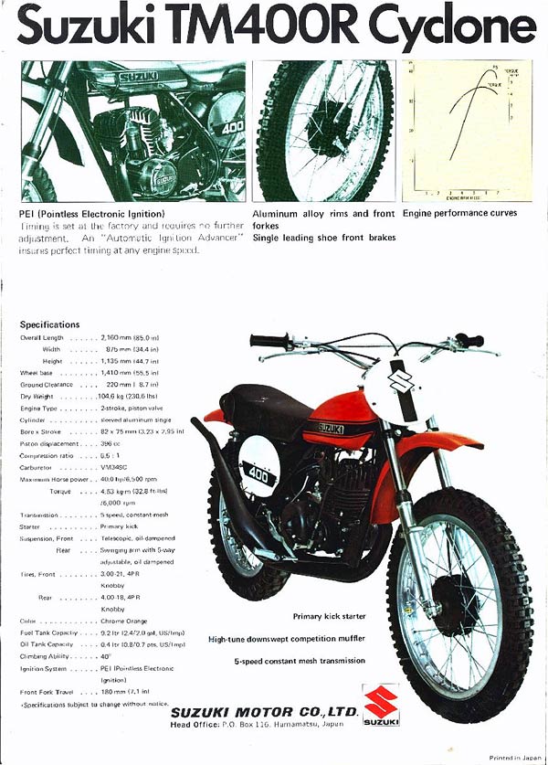 Мотоцикл Suzuki TM 400 R CYCLONE 1971