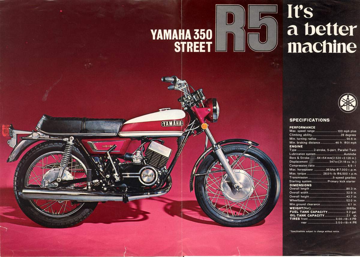 Мотоцикл Yamaha R5 350 1972