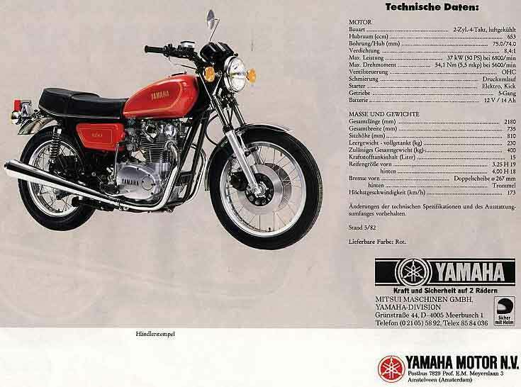 Мотоцикл Yamaha XS 650 1980 фото